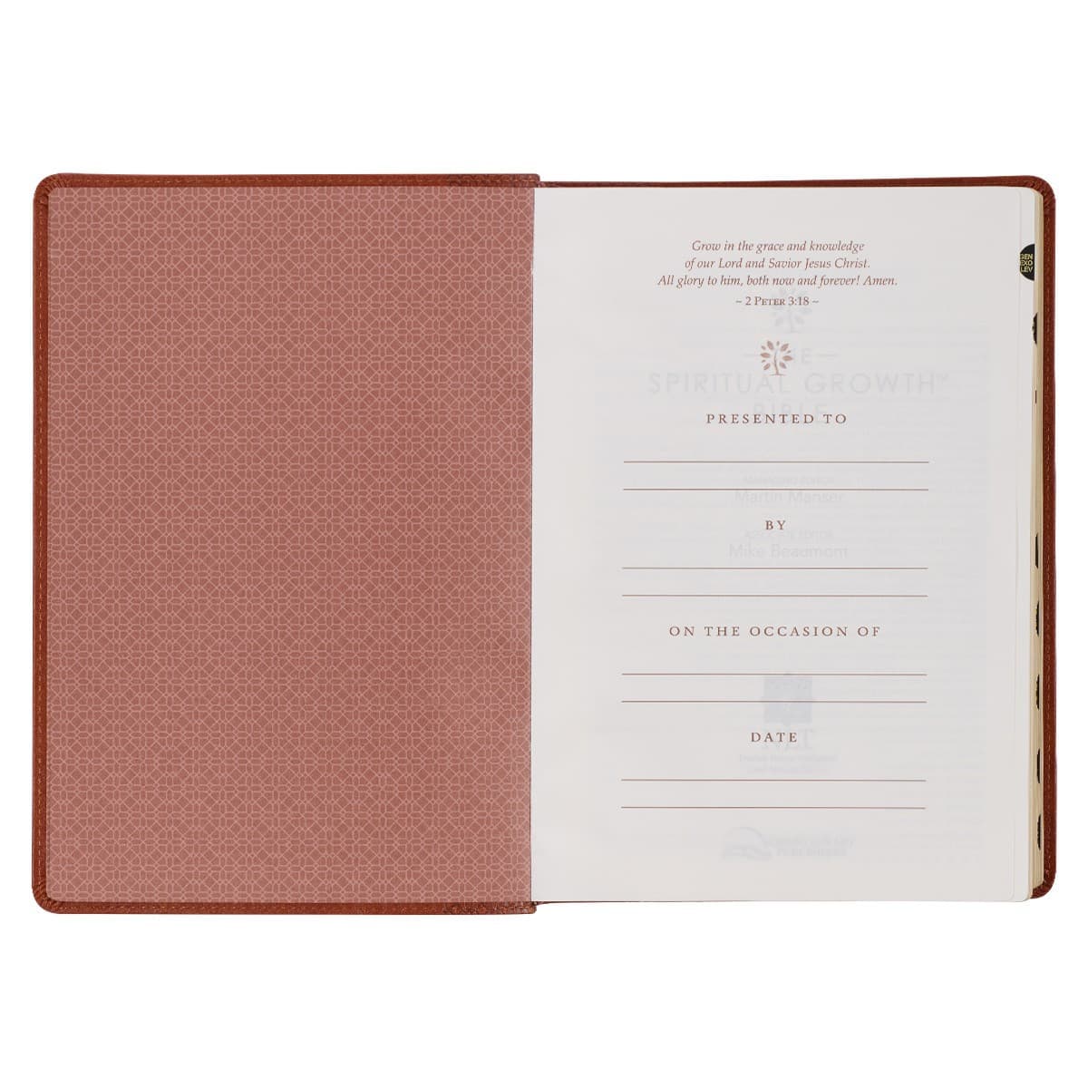Saddle Tan Faux Leather Spiritual Growth Bible, picture 4