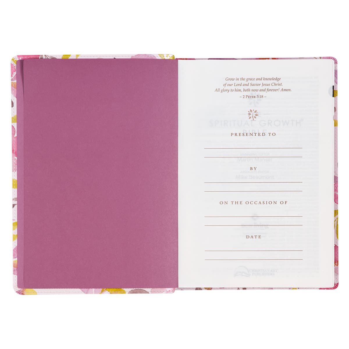 Pink Floral Faux Leather Spiritual Growth Bible, picture 4