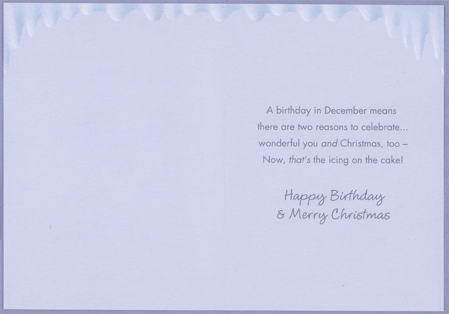 Designer Greetings Yellow Cake with Blue Frosting and Snowflake Candles Christmas Holiday / December Birthday Card, picture 2