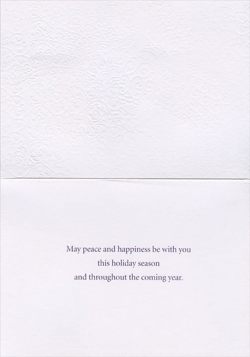 Designer Greetings Season's Greetings: Embossed Dove with Swirling Silver Foil Lines Box of 15 Peace Christmas Cards, picture 2