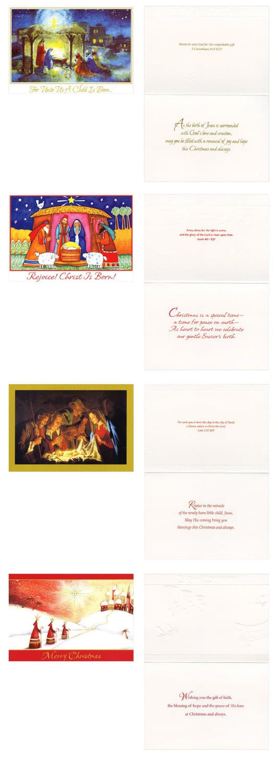 Designer Greetings Embossed Religious Value Assortment Box of 18 Religious Christmas Cards, picture 2