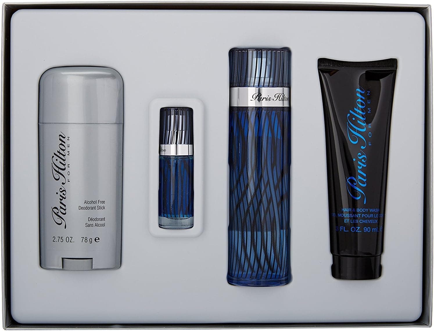 Paris Hilton for Men 4 Pc Gift Set 3.4oz Edt Spray, 3oz Hair and Body Wash, 2.75oz Alcohol Free Deodorant Stick, 0.25oz Edt Spray, picture 2