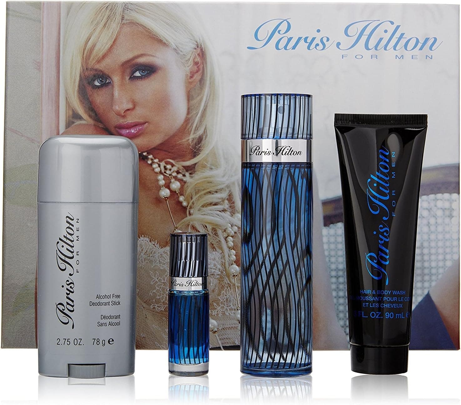 Paris Hilton for Men 4 Pc Gift Set 3.4oz Edt Spray, 3oz Hair and Body Wash, 2.75oz Alcohol Free Deodorant Stick, 0.25oz Edt Spray, picture 3