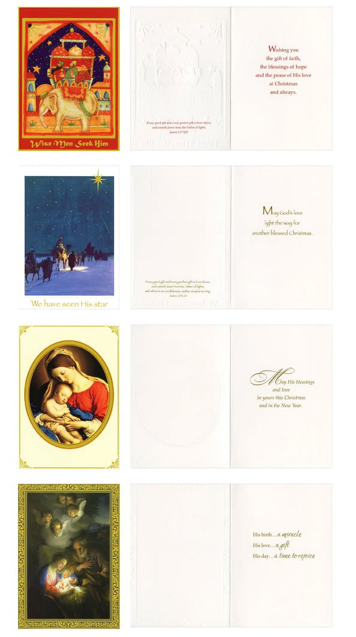 Designer Greetings Embossed Religious Value Assortment Box of 18 Religious Christmas Cards, picture 3