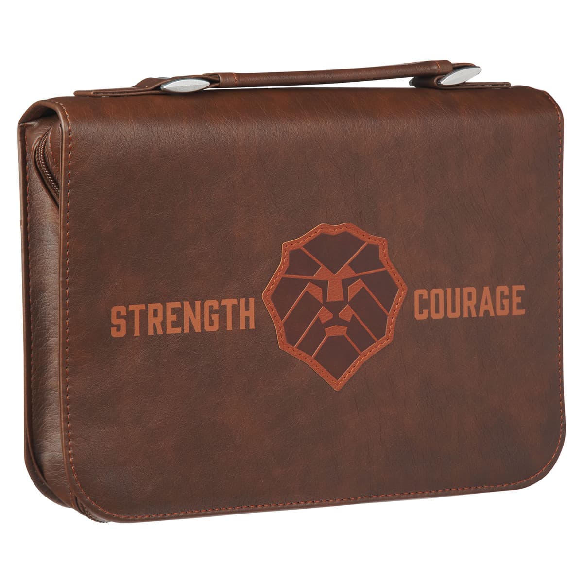 Strength and Courage - Joshua 1:9 Honey-brown Faux Leather Classic Bible Case (Large), picture 3