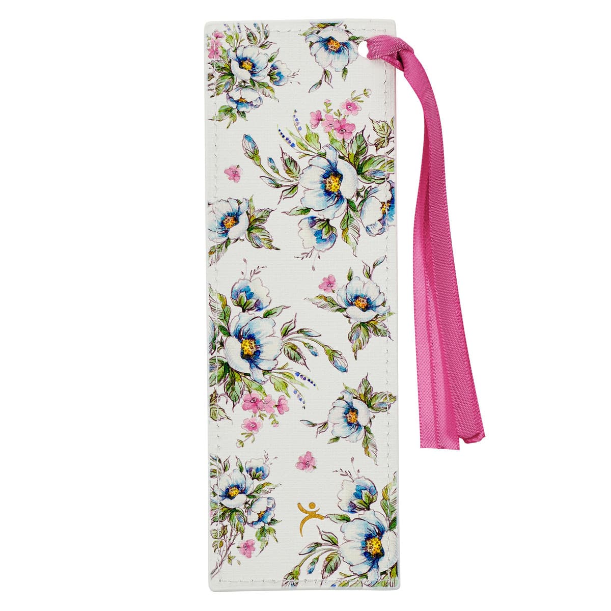 Give Thanks - Psalm 107:1 White Floral Faux Leather Bookmark, picture 2