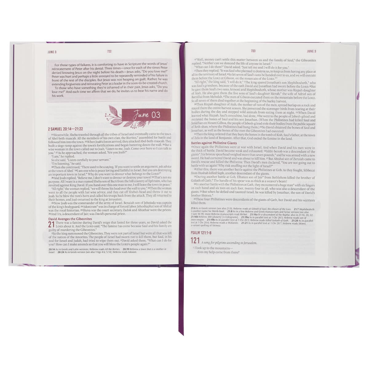 Purple Floral Hardcover NLT Everyday Devotional Bible for Women, picture 4