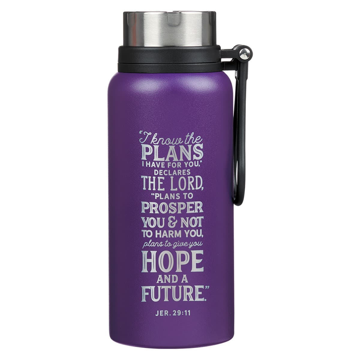 I Know the Plans - Jeremiah 29:11 Purple Stainless Steel Water Bottle