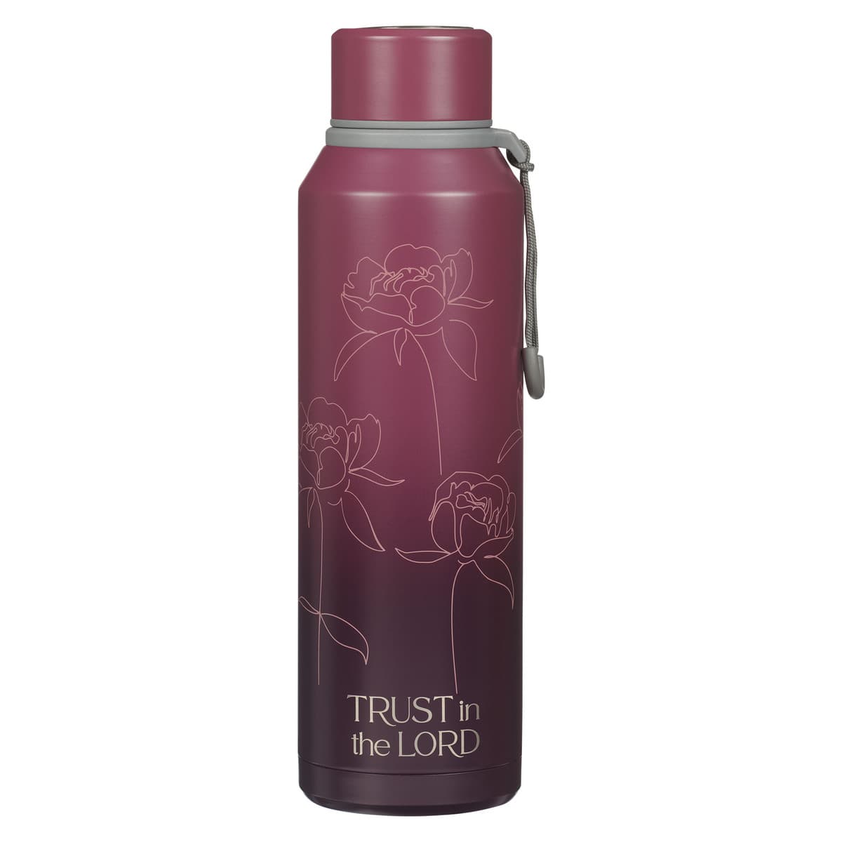 Trust in the Lord - Proverbs 3:5 Plum Floral Stainless Steel Water Bottle