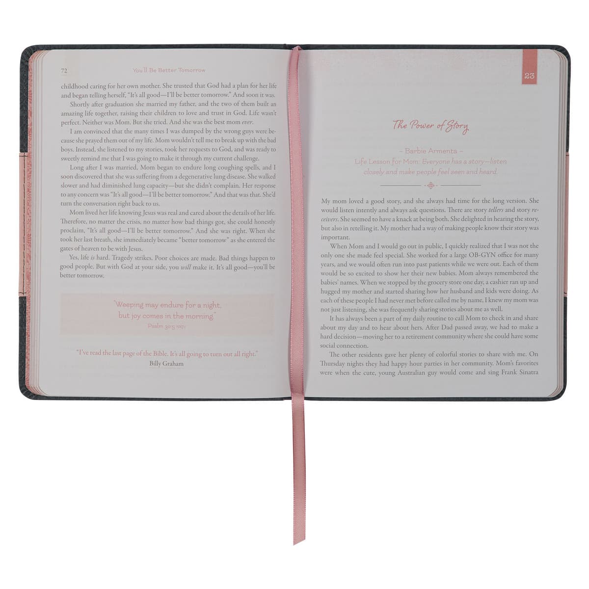 Life Lessons for Moms Gray and Pink Faux Leather Gift Book, picture 5