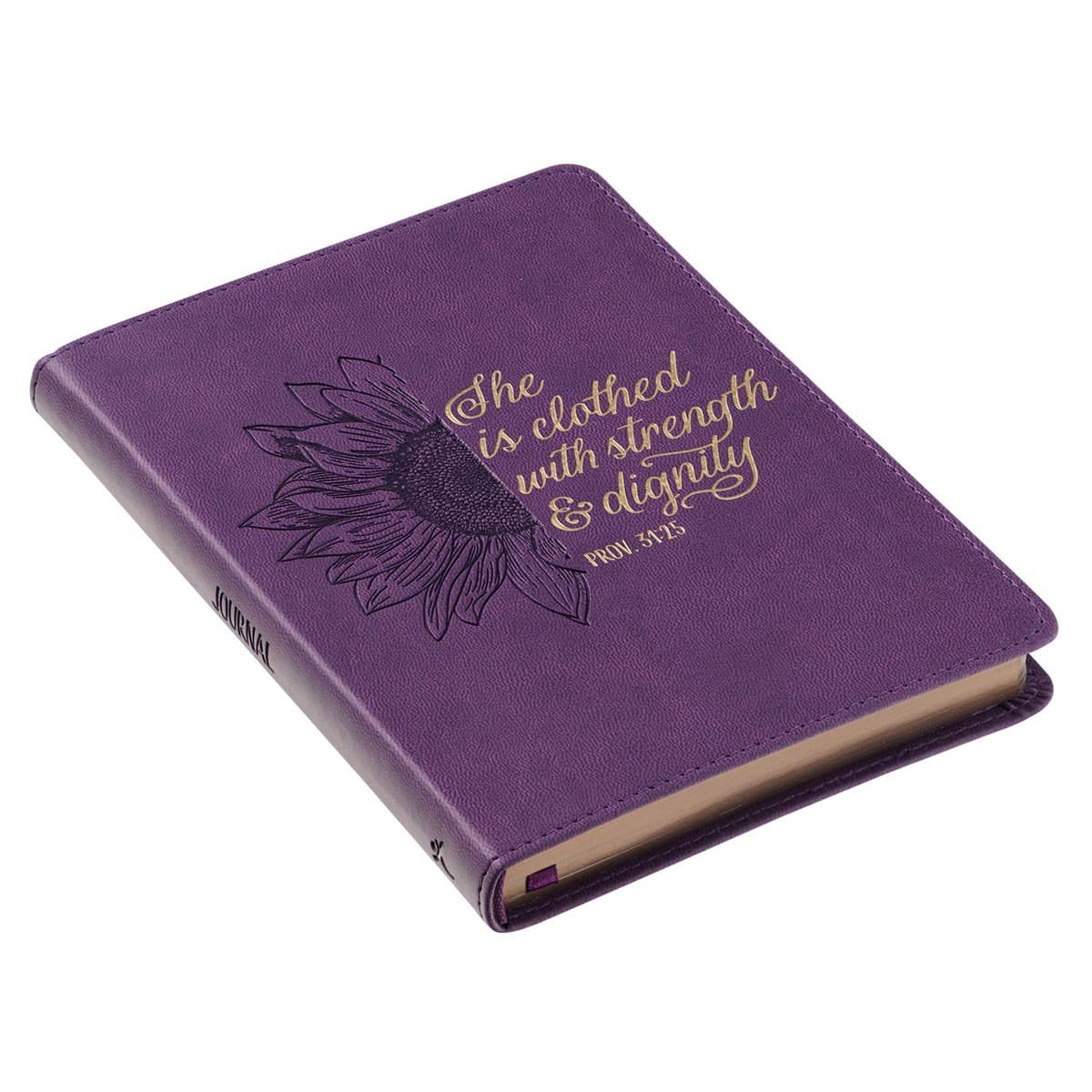 Strength & Dignity - Proverbs 31:25 Purple Sunflower Faux Leather Handy-Sized Journal, picture 4