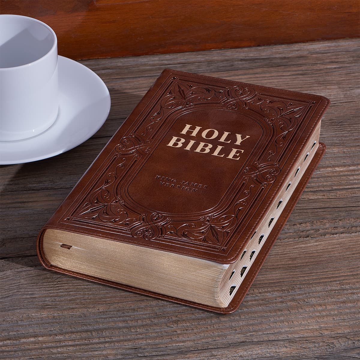 Medium Brown Ivy Faux Leather Giant Print Standard-size Bible with Thumb Index, picture 11
