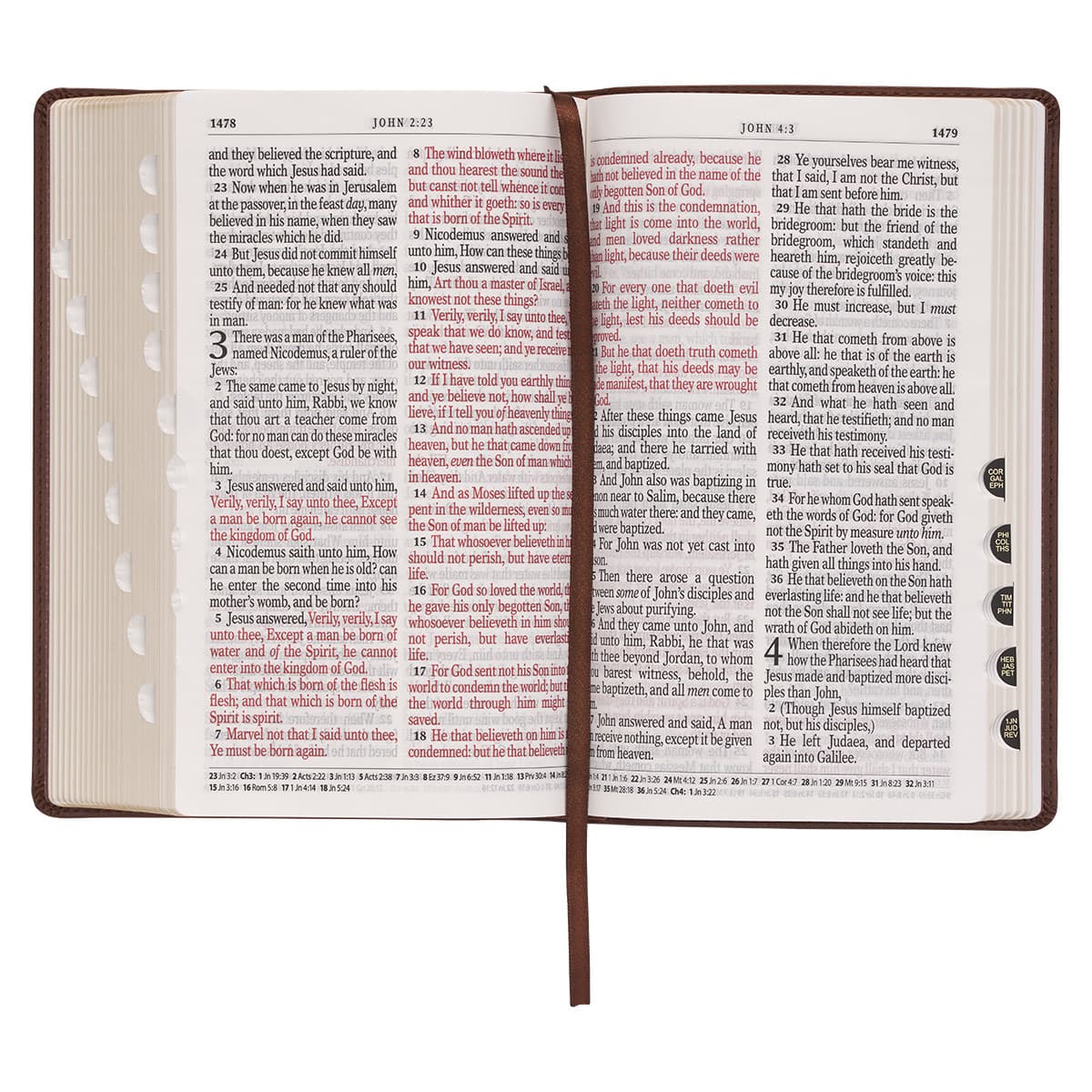 Medium Brown Ivy Faux Leather Giant Print Standard-size Bible with Thumb Index, picture 7