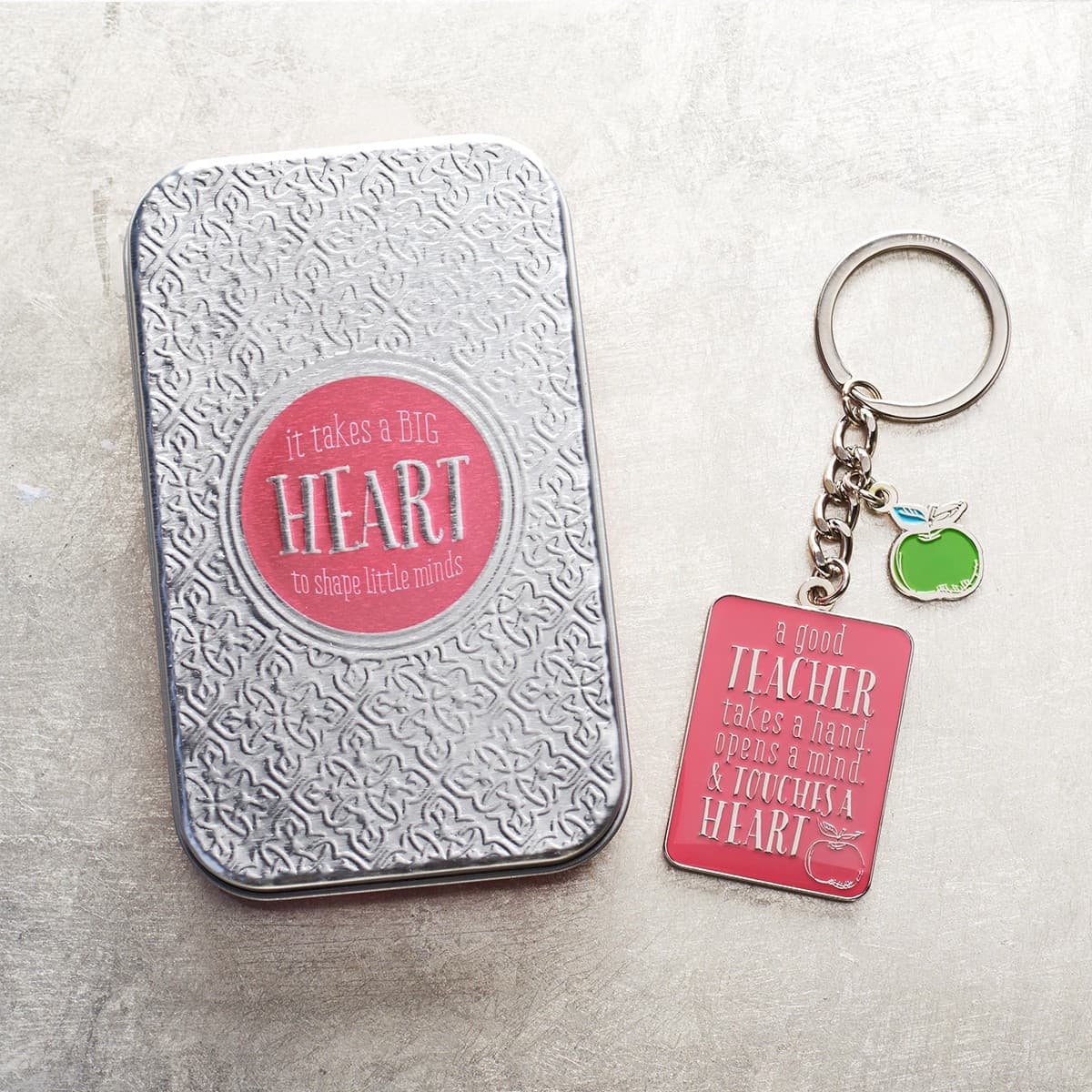 Pink Blessings for a #1 Teacher - 1 Corinthians 16:14 Key Ring in Gift Tin, picture 3