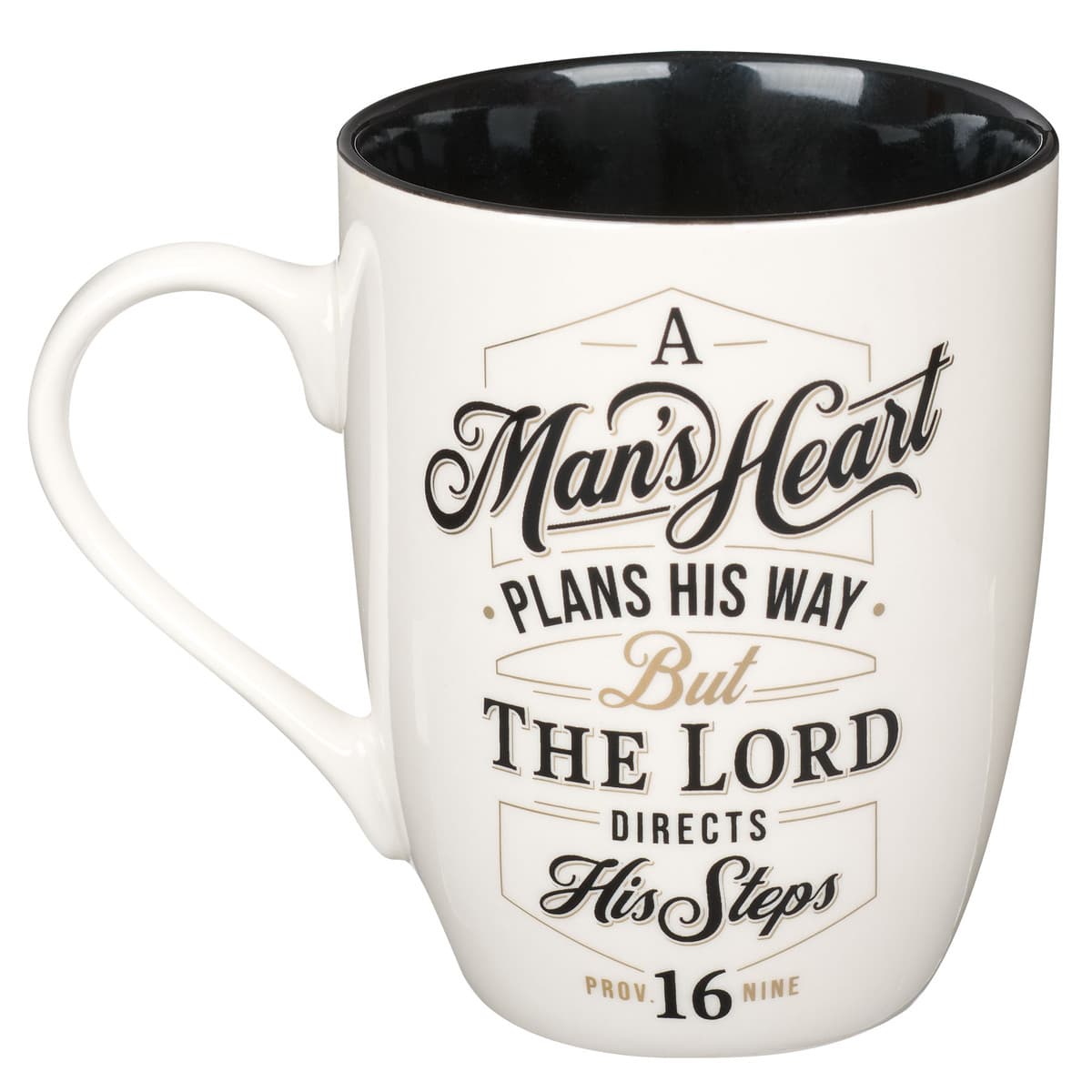 The Lord Directs His Steps - Proverbs 16:9 White and Black Ceramic Coffee Mug, picture 2