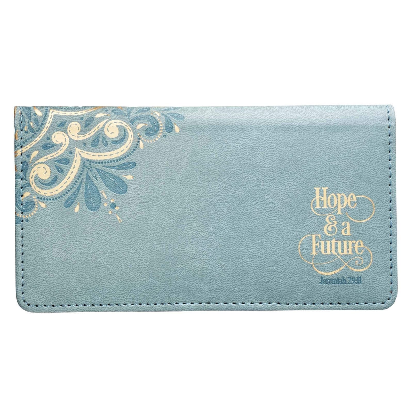 Hope & a Future - Jeremiah 29:11 Powder Blue Faux Leather Checkbook Cover