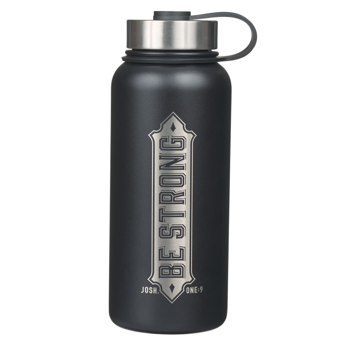 Be Strong - Joshua 1:9 Black Stainless Steel Water Bottle