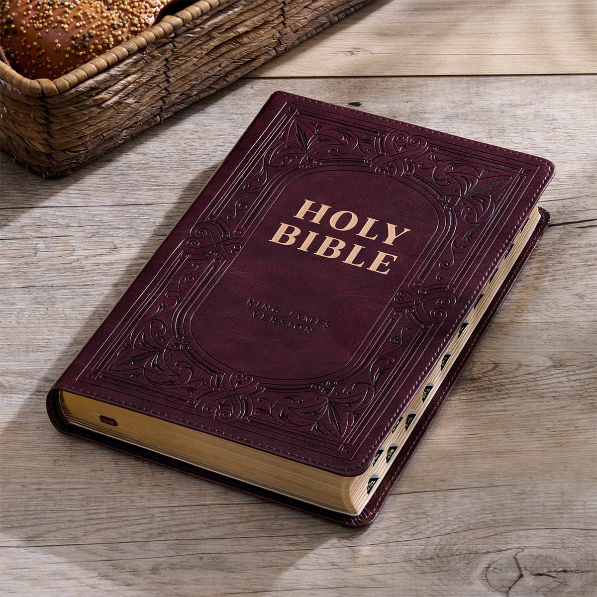 Dark Brown Faux Leather King James Version Deluxe Gift Bible with Thumb Index, picture 10