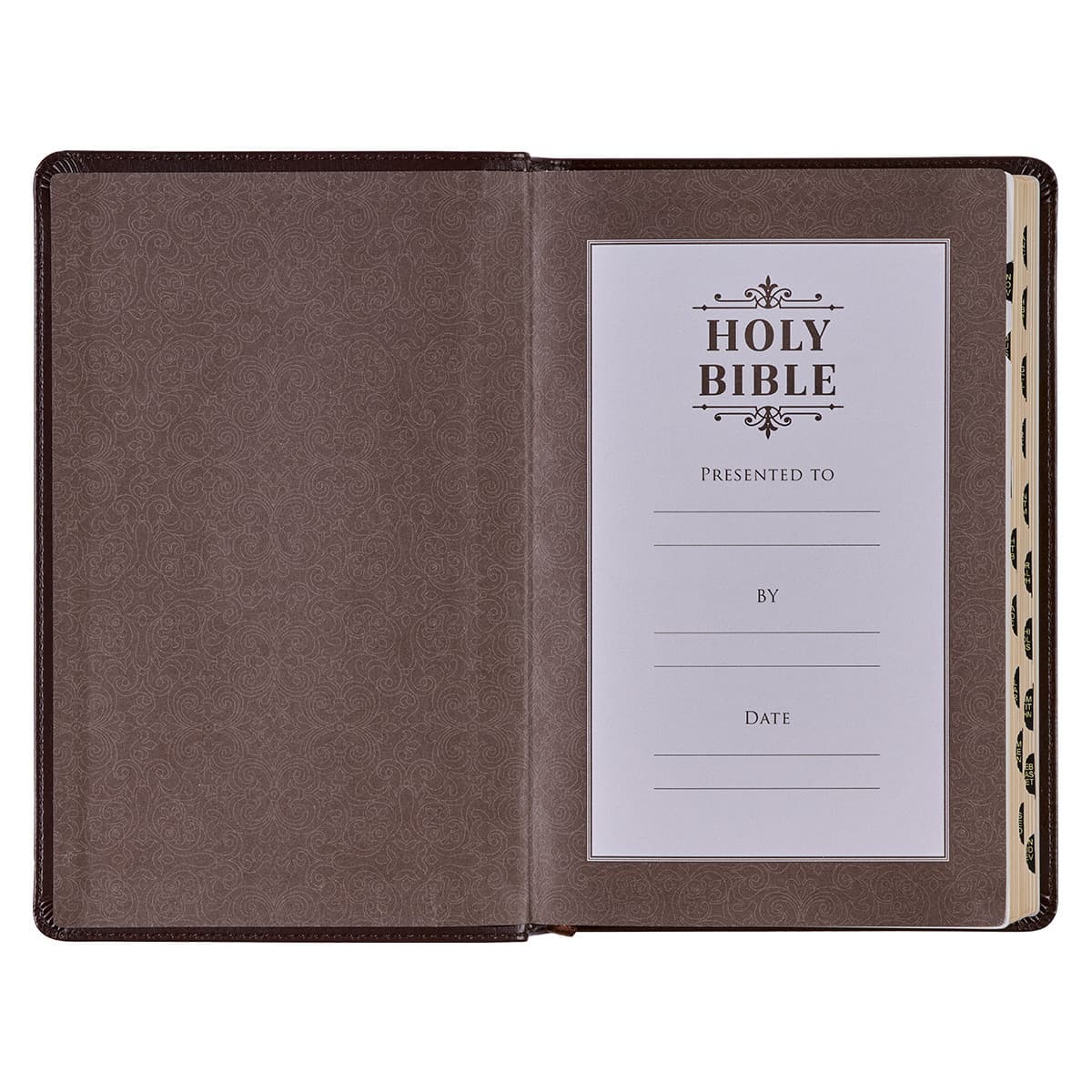 Dark Brown Faux Leather King James Version Deluxe Gift Bible with Thumb Index, picture 4