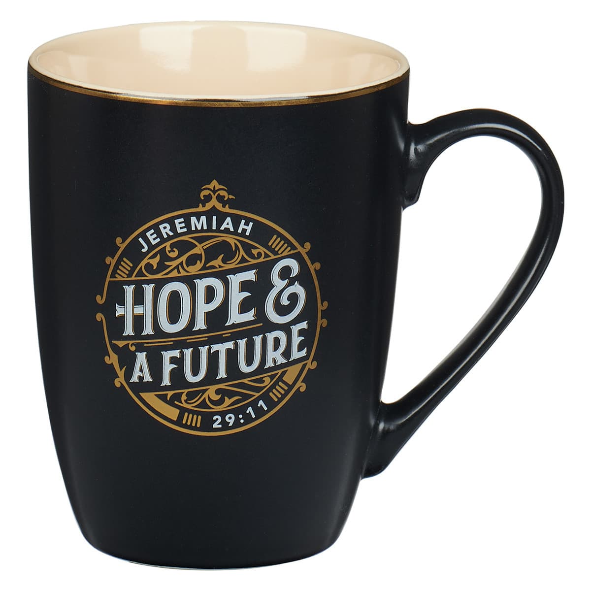 Hope and a Future - Jeremiah 29:11 Black and Gold Ceramic Coffee Mu