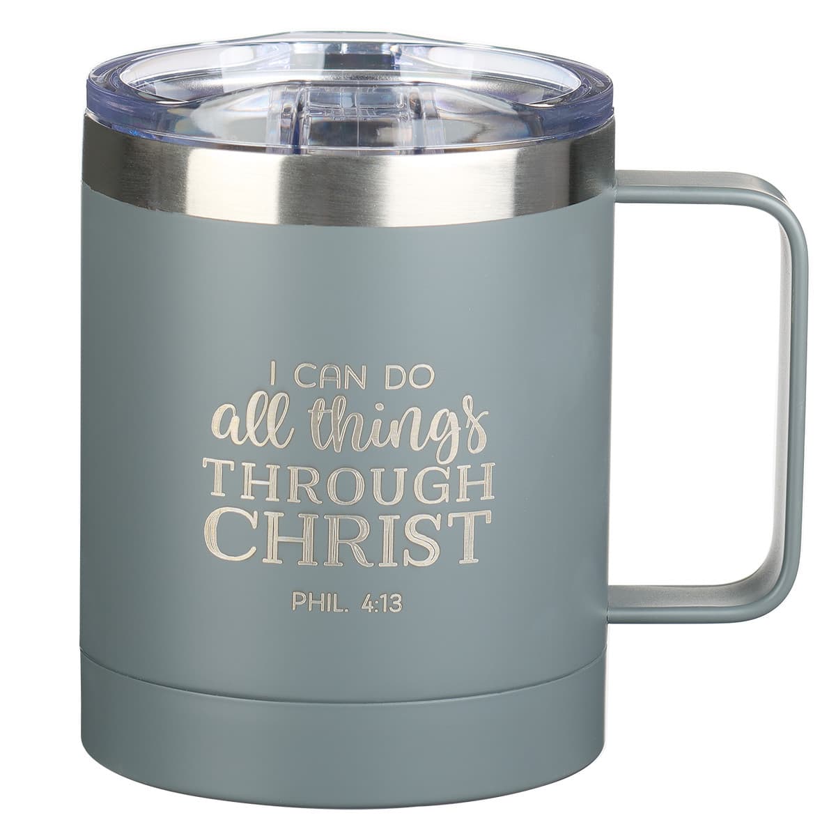 I Can Do All Things - Philippians 4:13 Gray Camp-style Stainless Steel Mug