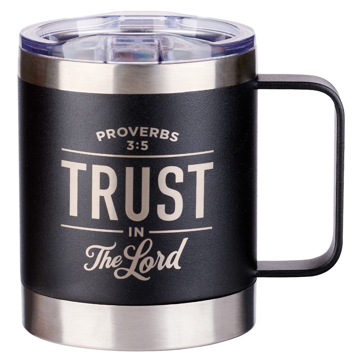 Trust in the LORD - Proverbs 3:5 Black Camp-style Stainless Steel Mug