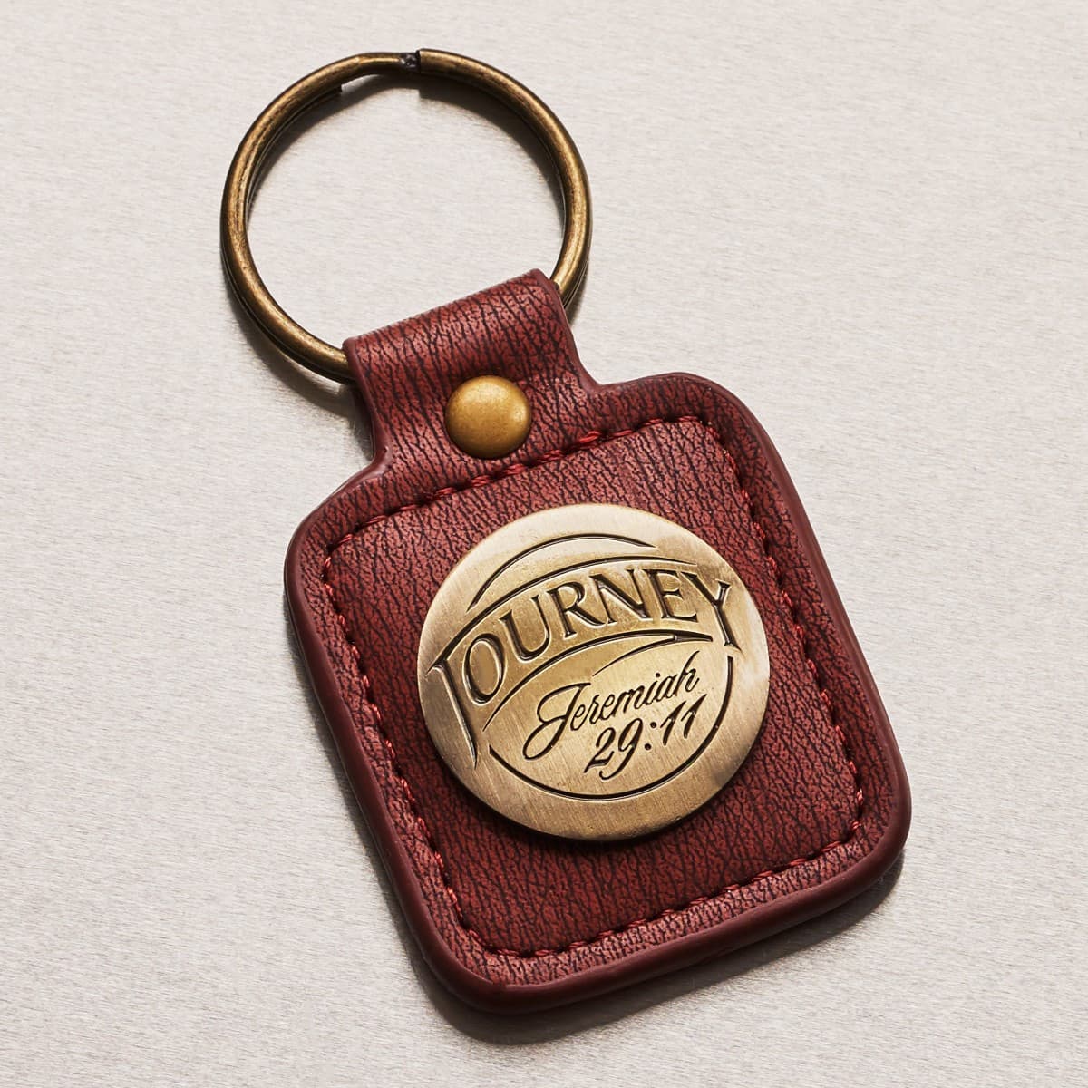 Journey - Jeremiah 29:11 Brown Faux Leather Key Ring, picture 4