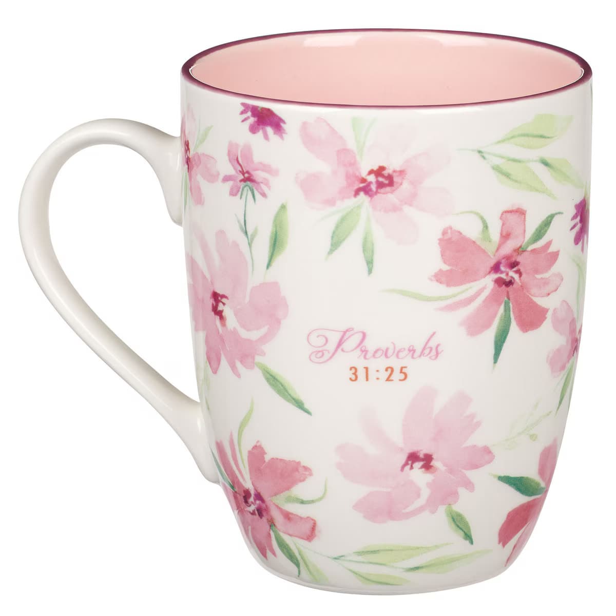 Strength and Dignity - Proverbs 31:25 Pink Blossom Ceramic Coffee Mug, picture 2