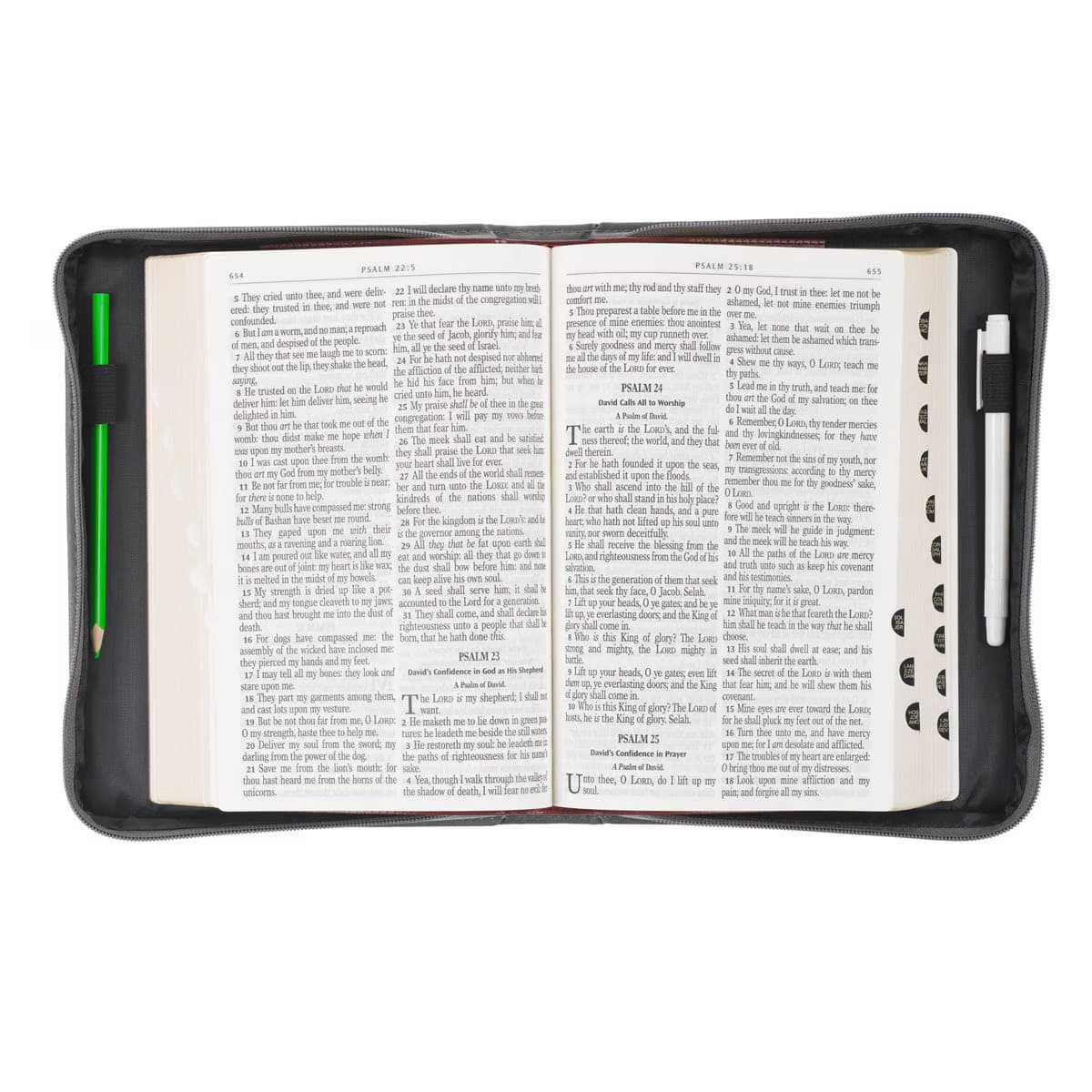 Be Strong in the Lord - Ephesians 6:10 Gray and Black Faux Leather Classic Bible Case, picture 5