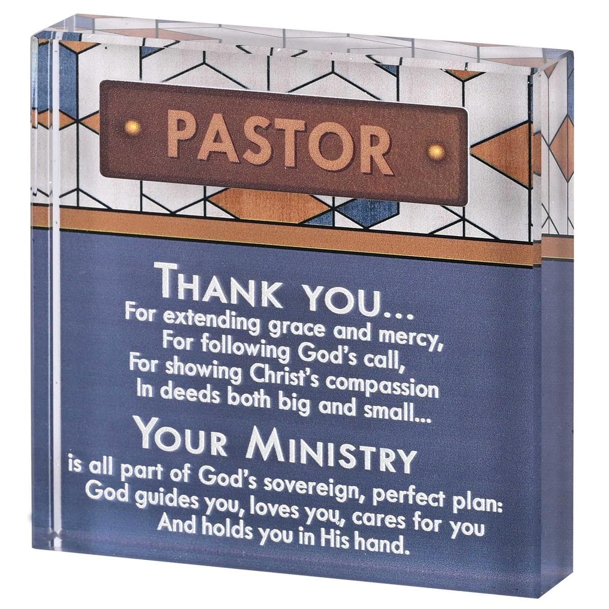 Pastor 3X3 Tabletop Glass Plaque