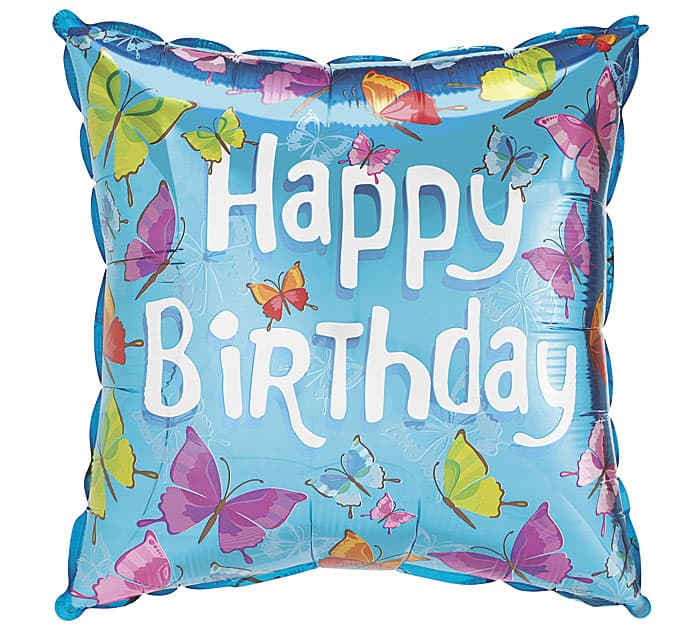 17"Pkg Happy Birthday Butterfly Balloon