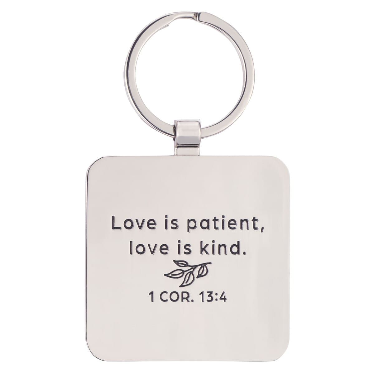 I Love You Mom - 1 Corinthians 13:4 Pink Epoxy-coated Metal Keychain, picture 2