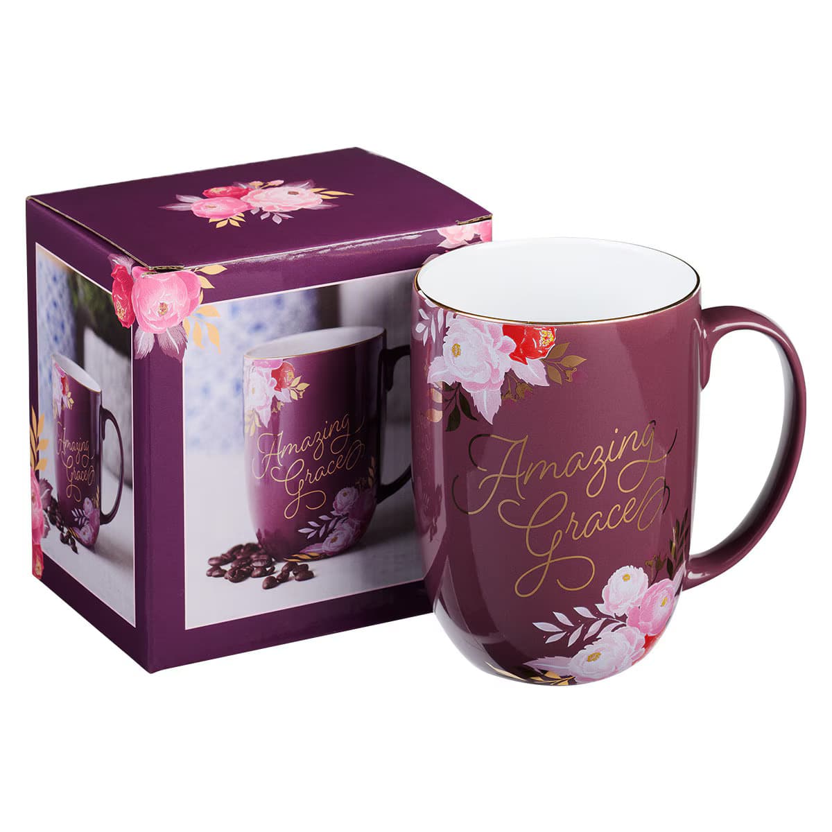 Amazing Grace Mulberry Pink Ceramic Coffee Mug, picture 3