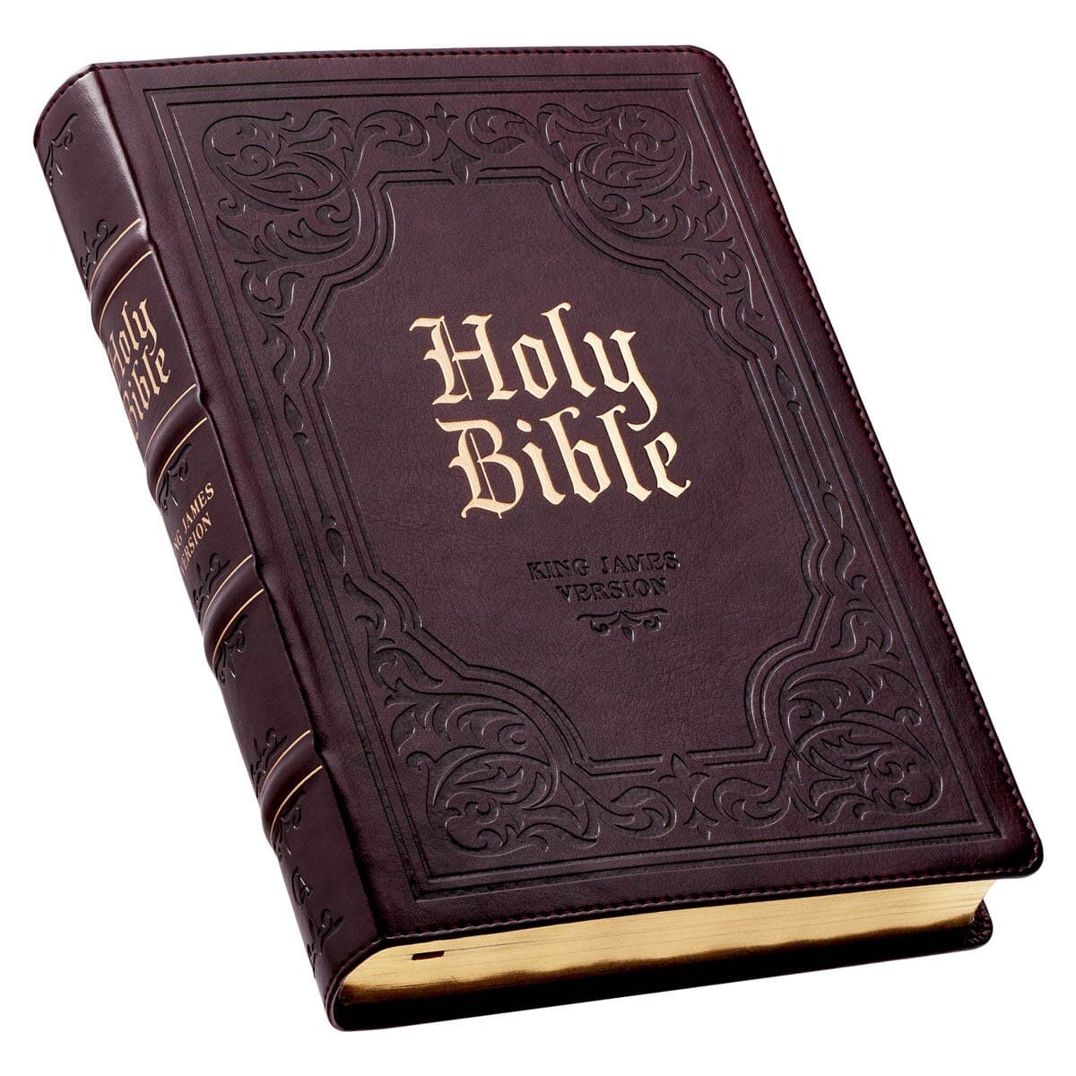 Antiqued Dark Brown Faux Leather Giant Print Full-size King James Version Bible with Thumb Index, picture 3