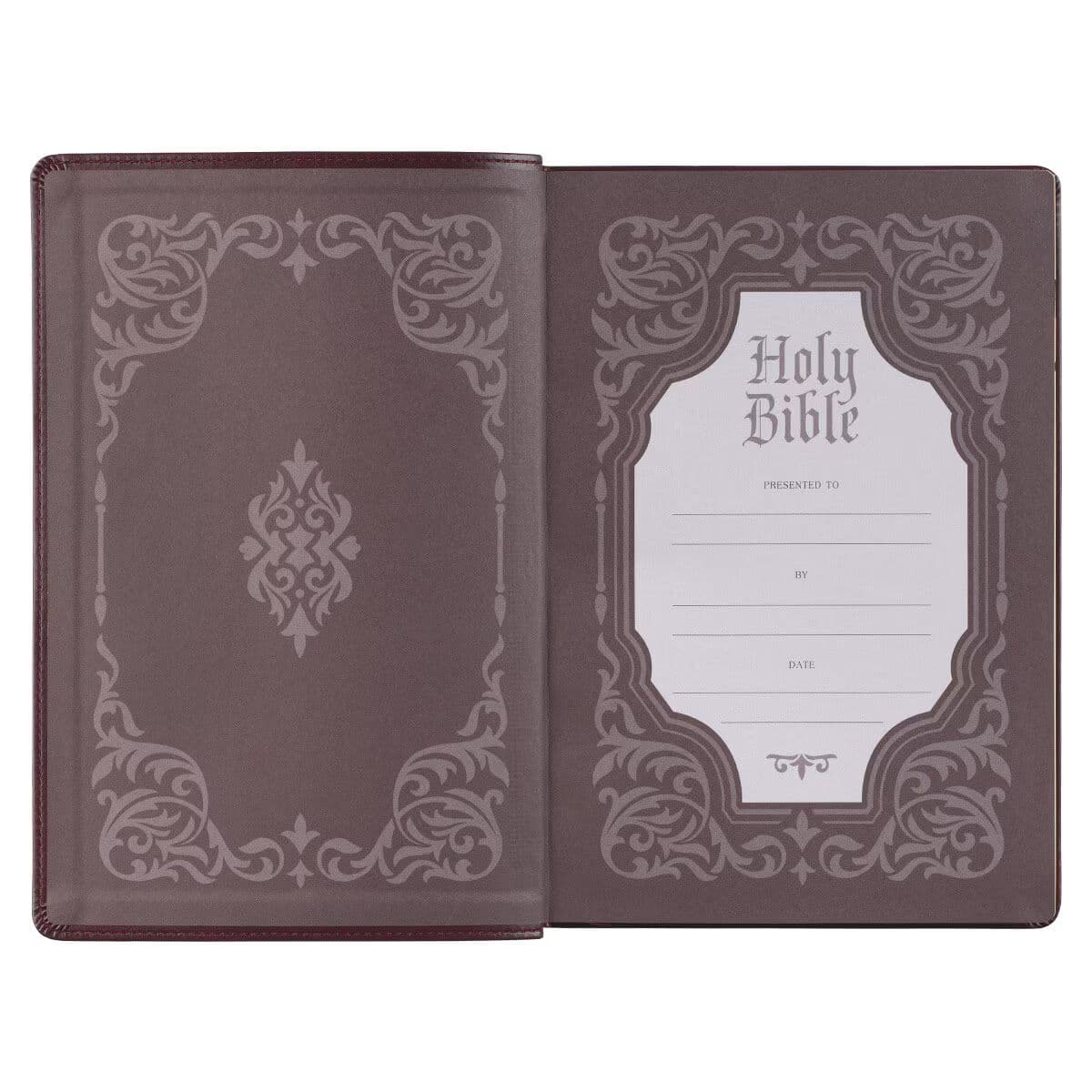 Antiqued Dark Brown Faux Leather Giant Print Full-size King James Version Bible with Thumb Index, picture 6