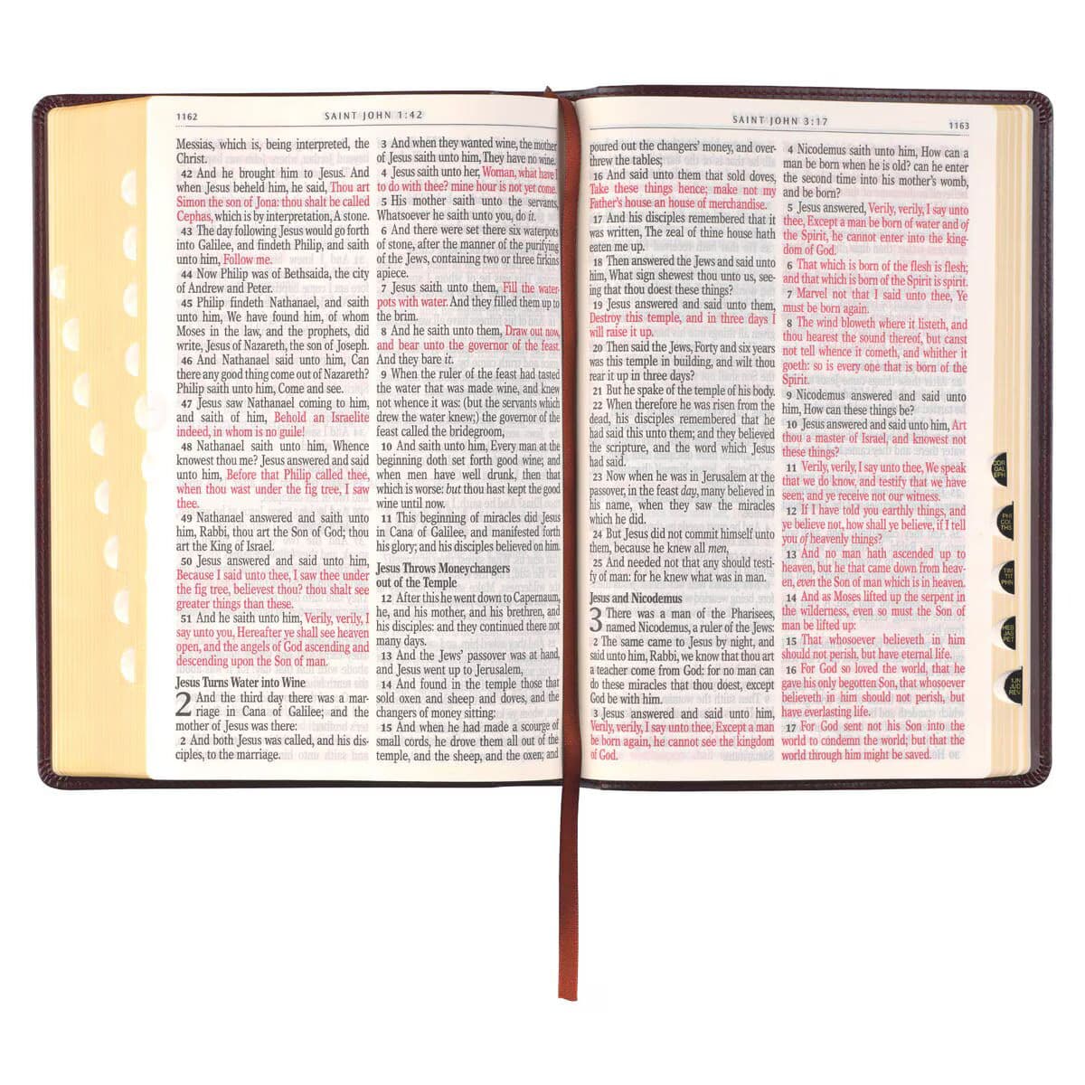 Antiqued Dark Brown Faux Leather Giant Print Full-size King James Version Bible with Thumb Index, picture 7