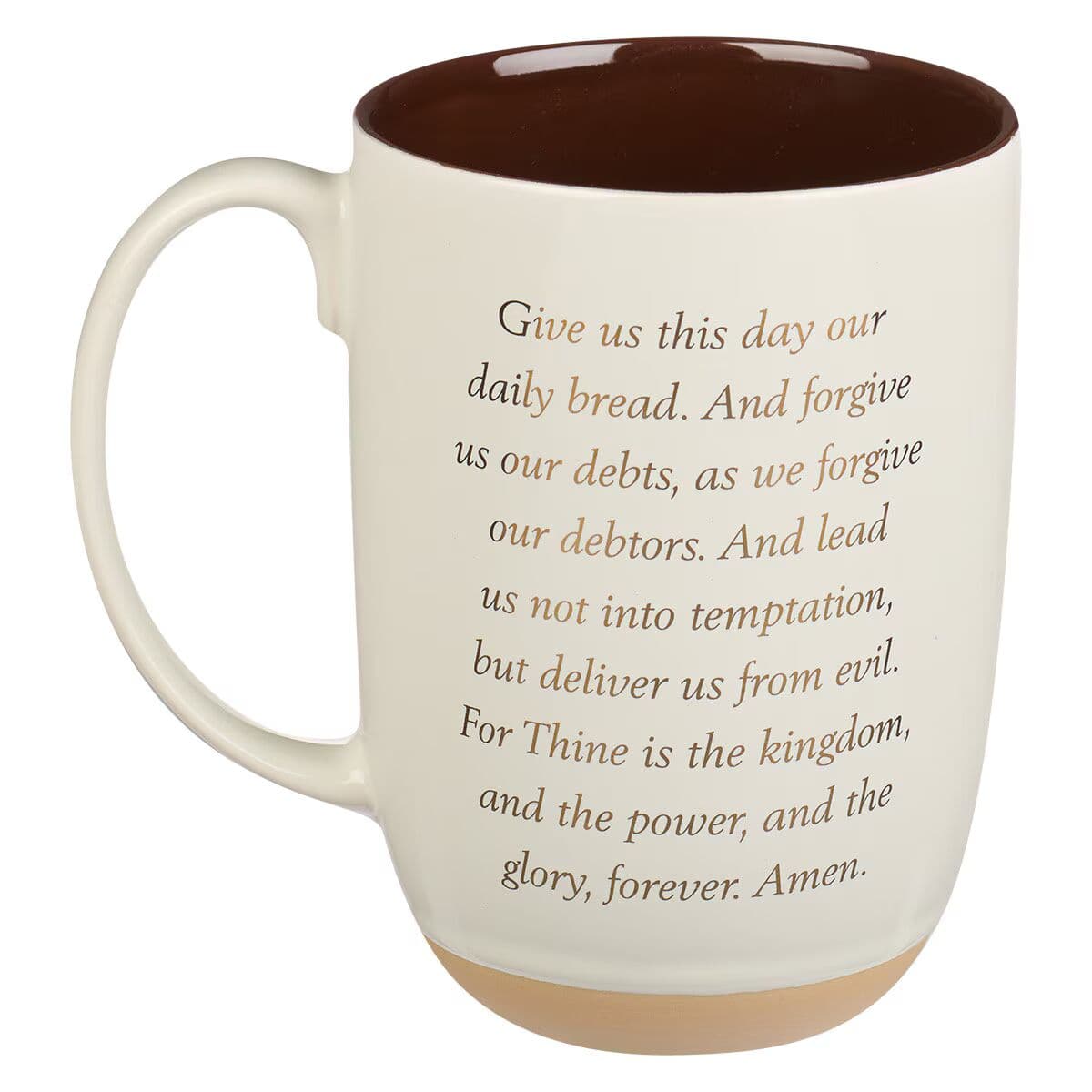 The Lord's Prayer - Matthew 6:9-13 White Ceramic Coffee Mug with Exposed Clay Base, picture 2