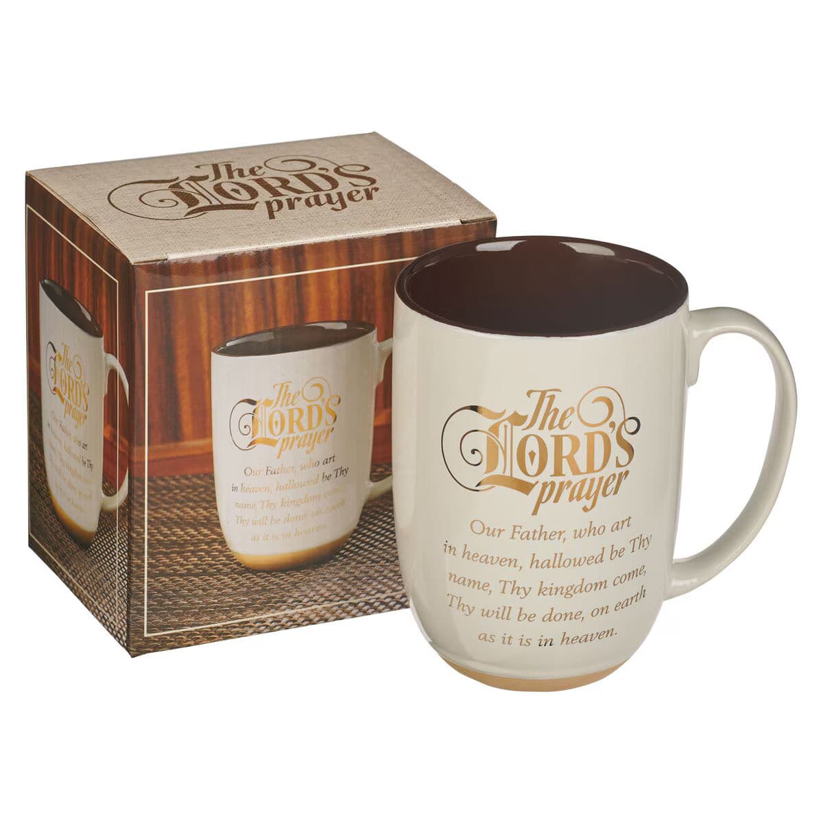 The Lord's Prayer - Matthew 6:9-13 White Ceramic Coffee Mug with Exposed Clay Base, picture 3
