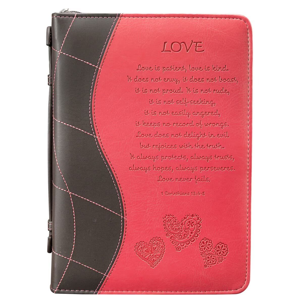 Love 1 Corinthians 13:4-8 Pink Faux Leather Bible Case