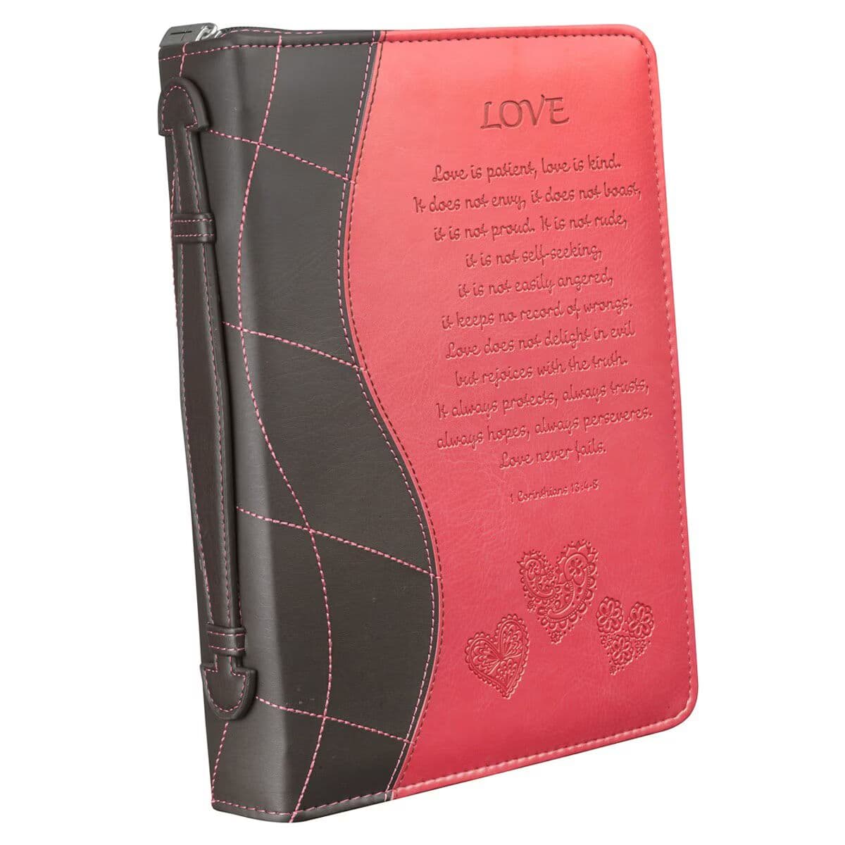 Love 1 Corinthians 13:4-8 Pink Faux Leather Bible Case, picture 4