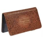 All Things - Philippians 4:13 Honey-brown Faux Leather Checkbook Wallet, picture 3