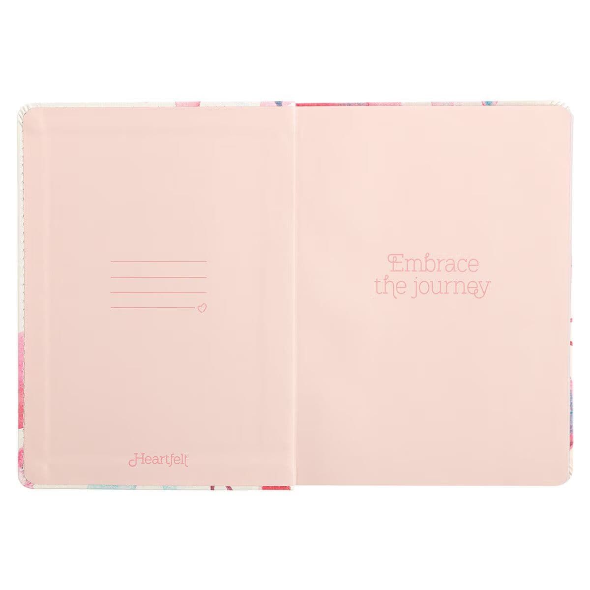 Embrace the Journey Pink Petals Handy-size Faux Leather Journal, picture 3