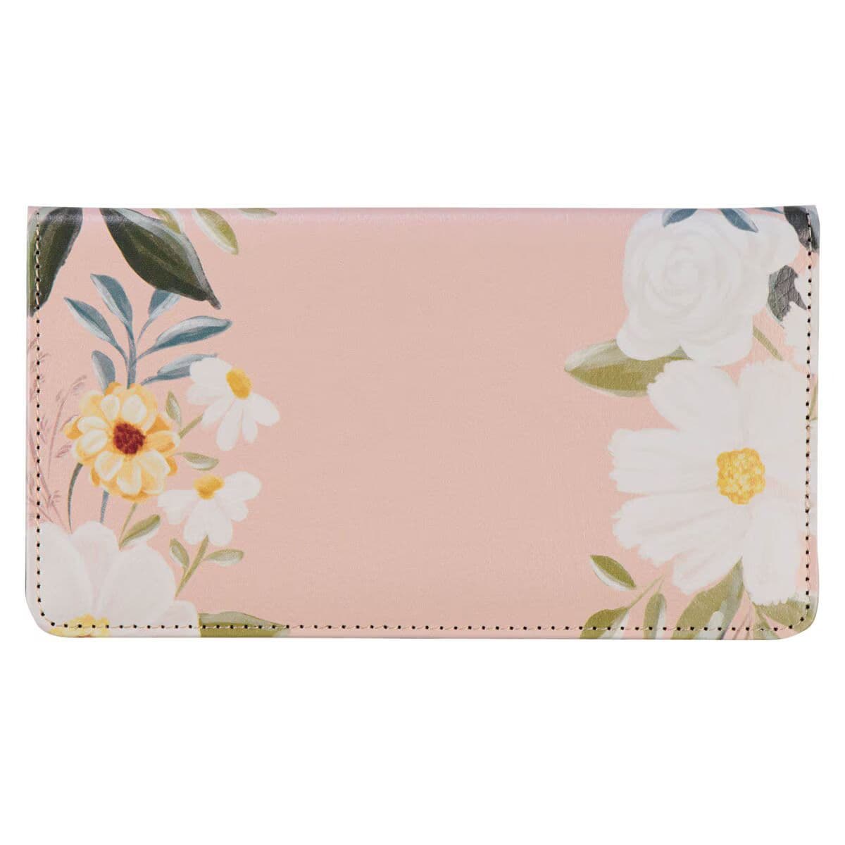 A Good Work - Philippians 1:6 Peach Floral Faux Leather Checkbook Wallet, picture 2