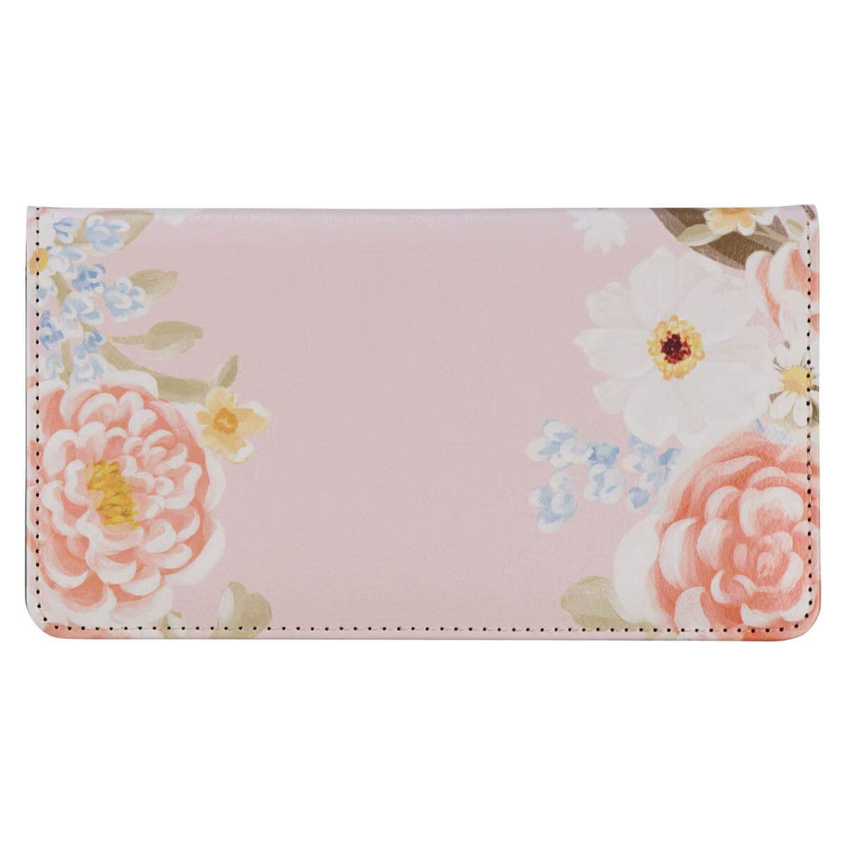 Strength and Dignity - Proverbs 31:25 Margo Pink Floral Faux Leather Checkbook Wallet, picture 2