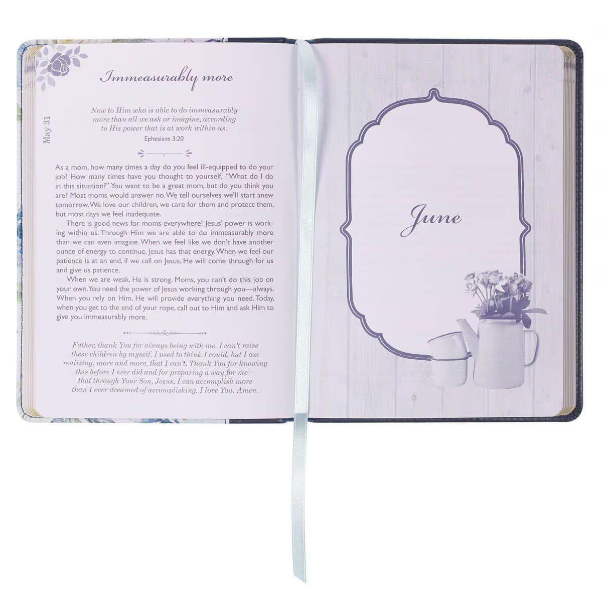 Moments With God For Moms Navy Faux Leather Daily Devotional, picture 5