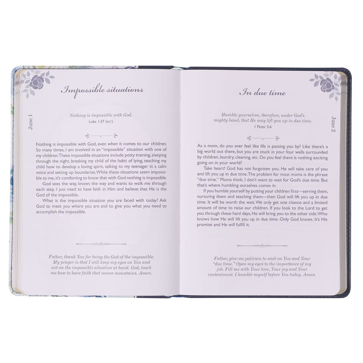 Moments With God For Moms Navy Faux Leather Daily Devotional, picture 6