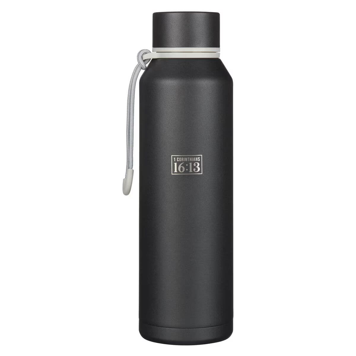 Stand Firm - 1 Corinthians 16:13 Black Stainless Steel Water Bottle, picture 2