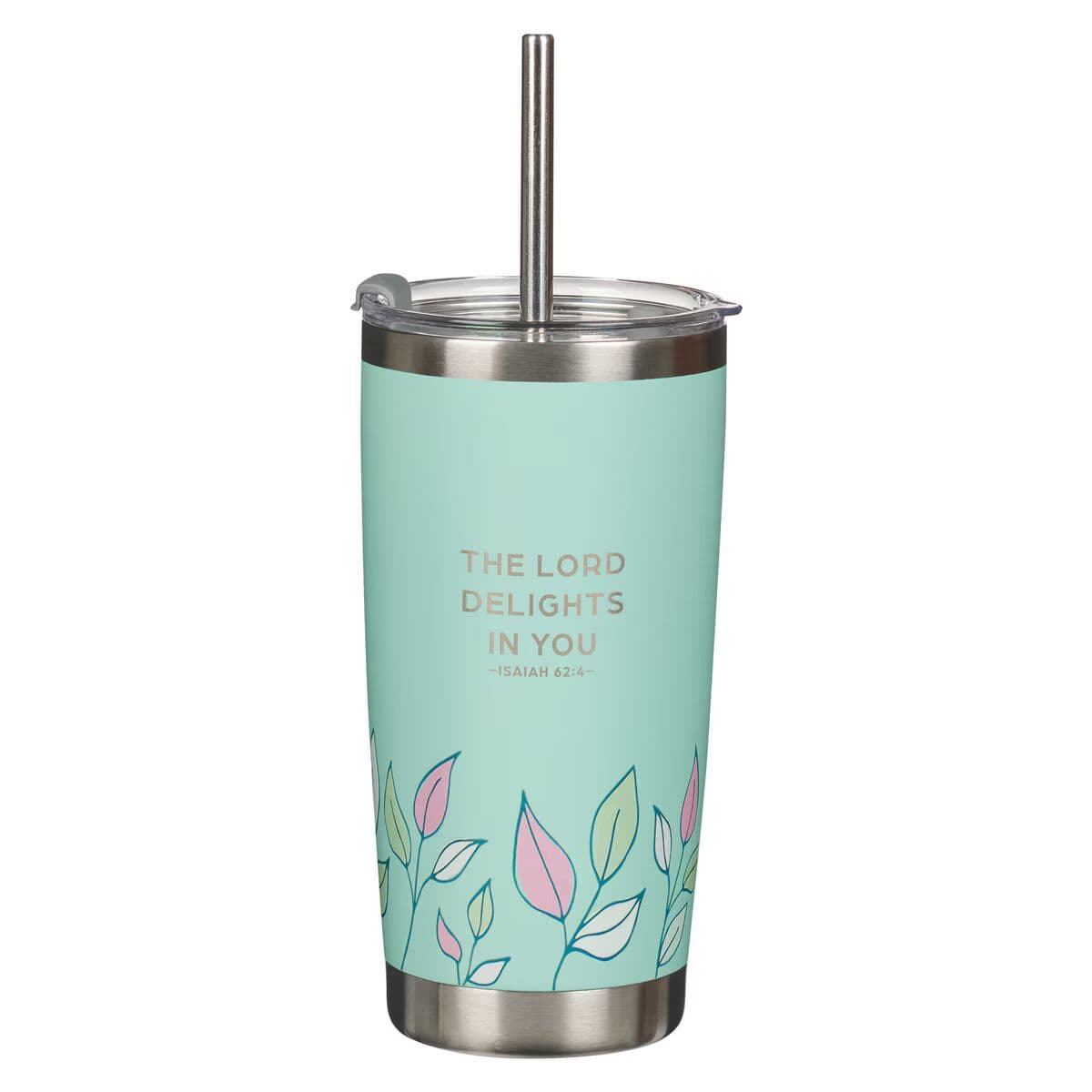 Forever My Friend - Isaiah 62:4 Green Stainless Steel Travel Tumbler with Straw, picture 2