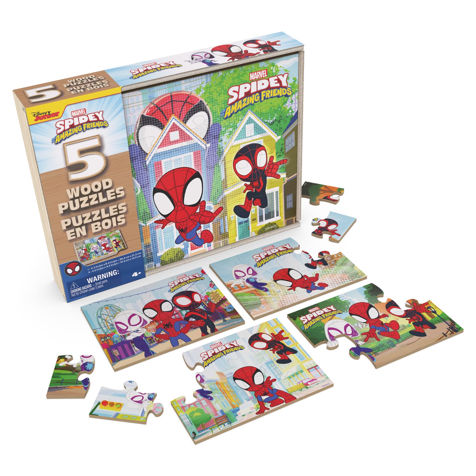 Spidey and Friends 5-Pack of Wood Jigsaw Puzzles for Families, Kids, and Preschoolers Ages 3 and Up, picture 3