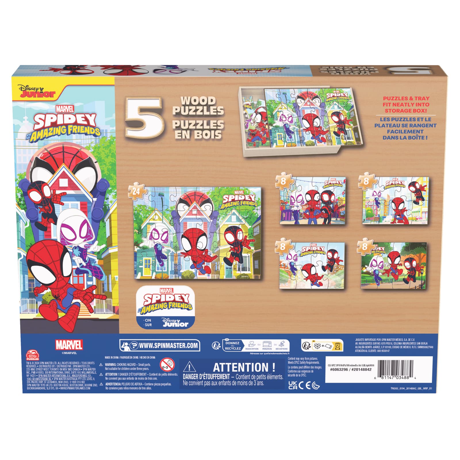 Spidey and Friends 5-Pack of Wood Jigsaw Puzzles for Families, Kids, and Preschoolers Ages 3 and Up, picture 4